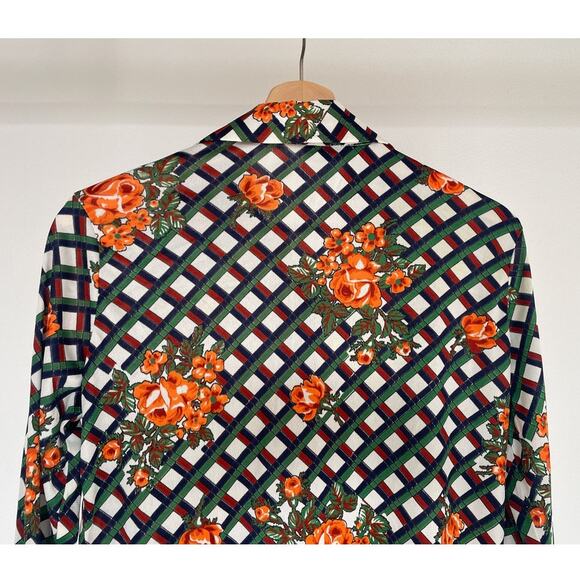 Vtg 70's Colorful Floral Geo Patterned Button Up Shirt Dagger Collar Sz 36 Retro - Picture 5 of 12